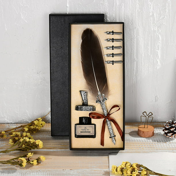 Cool Stationery Set Feather Quill Pen and Ink Set Fountain Pens Vintage Pen for Office Supplies for Girlfriend 